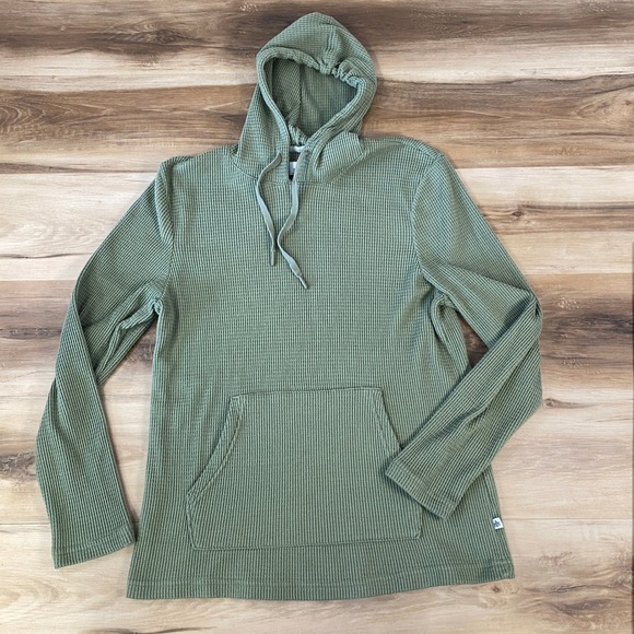 Rainforest Mens Olive Green Waffle Knit Thermal Hoodie Large L - Picture 3 of 8